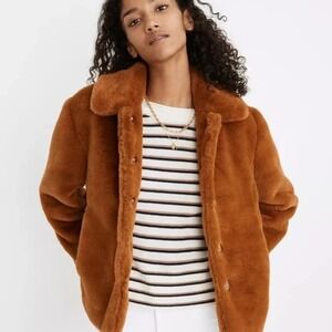 Madewell Faux-Fur Crop Coat in‎ Golden Pecan Size Medium